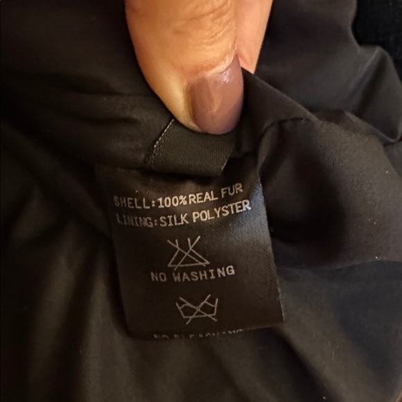 Black Fur and Puffer Hooded Jacket - Picture 3 of 3